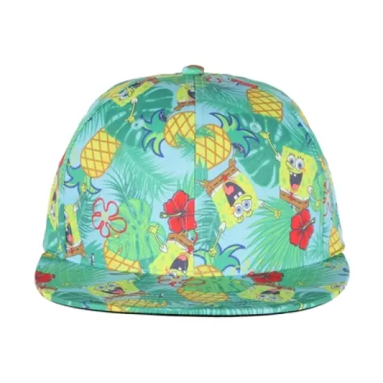 Nickelodeon SpongeBob SquarePants Hat Adult Pineapple Tropical Snapback Adjustable Cap OSFM Multicolored image {4}