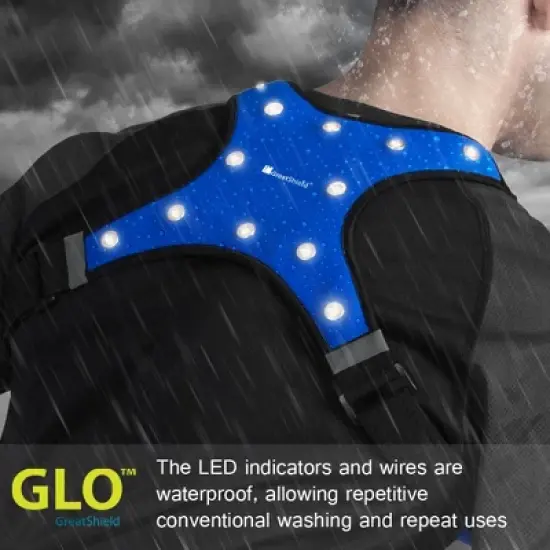 GreatShield GLO Waterproof LED Sport Vest with 2 Front Pockets(Standard Version) - Blue (L - Fits Shoulder Width > 17in) image {3}