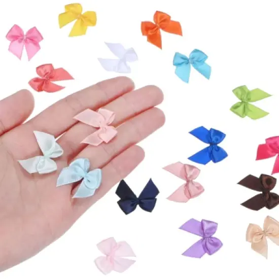 Unique Bargains Polyester Craft Satin Decorative Ribbon Bow 1x1 Inch 50 Pcs image {1}