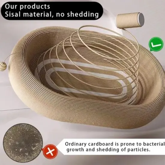 Boersma Large Sisal Cat Scratching Bed &ndash; One-Piece Durable Cat Basin with Toy Ball, Wear-Resistant Concave Design for Scratching & Sleeping image {4}
