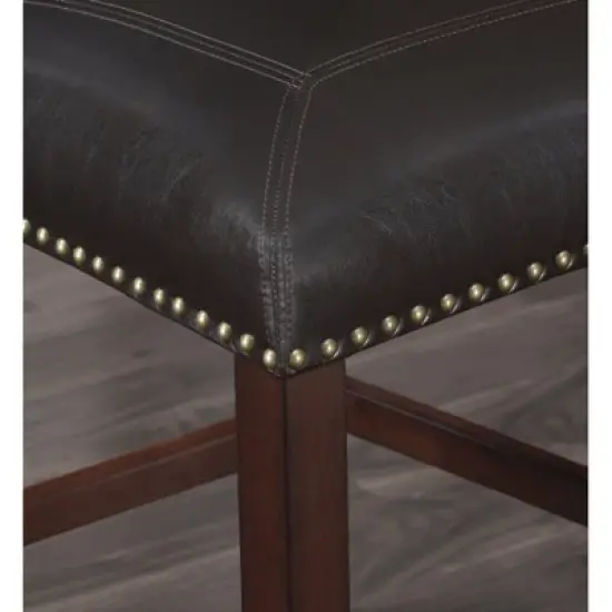 Carteret Brown Leather Counter Stool in Espresso - Comfort Pointe  image {5}