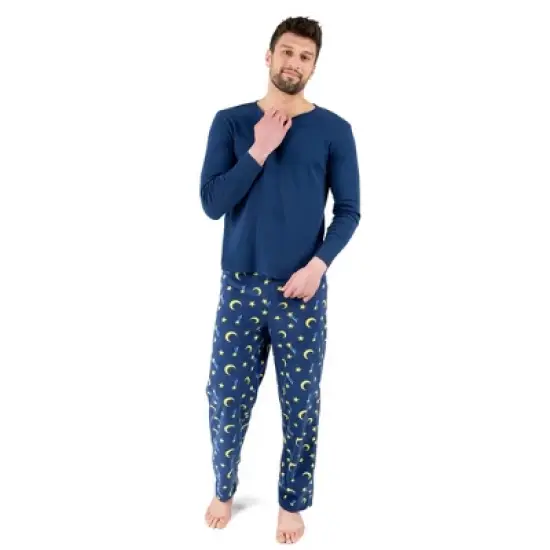 Leveret Mens Cotton Top Fleece Pant Pajamas image {4}