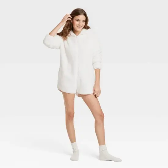 Women's Cozy Pajama Romper - Colsie&trade; White image {1}