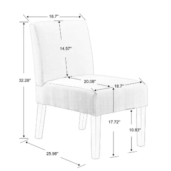 Carl Armless Fabric Upholstered Accent Chair Set of 2 with Round Wood Side Table Slipper Chairs Sets-Maison Boucle image {7}