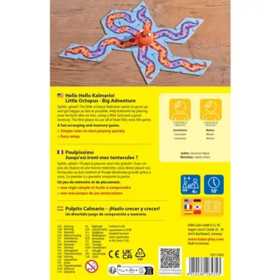 HABA Hello Hello Kalamario: Ages 4+ Fun Octopus Toy Board Game for Kids and Puzzle Games - Family Games for Family Game Night and Classroom Games image {5}