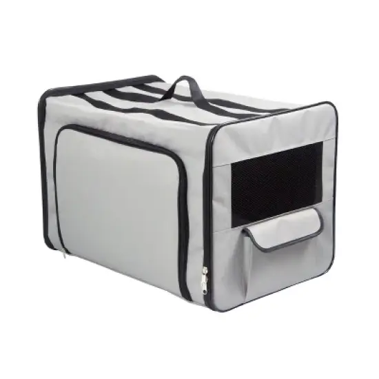 Pet Life Capacious Dual-Expandable Wire Folding Collapsible Travel Dog Crate - Gray image {4}