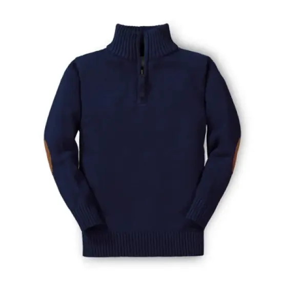 Hope & Henry Boys' Half Zip Pullover Sweater with Elbow Patches, Infant image {7}