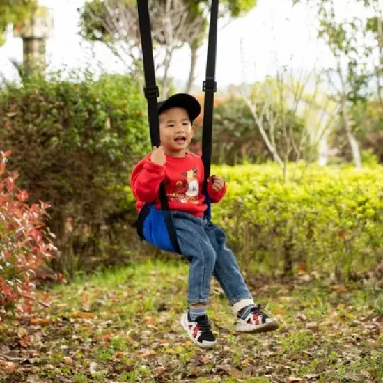 PLAYBERG Indoor and Outdoor Patio Playground Kids Fun Hanging Mesh Fabric Tree Swing with Adjustable Strap image {2}