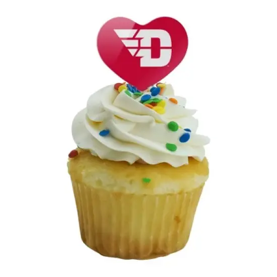NCAA University of Dayton Flyers Logo Heart Love Cupcake Picks Toppers Decoration Set of 6 image {4}