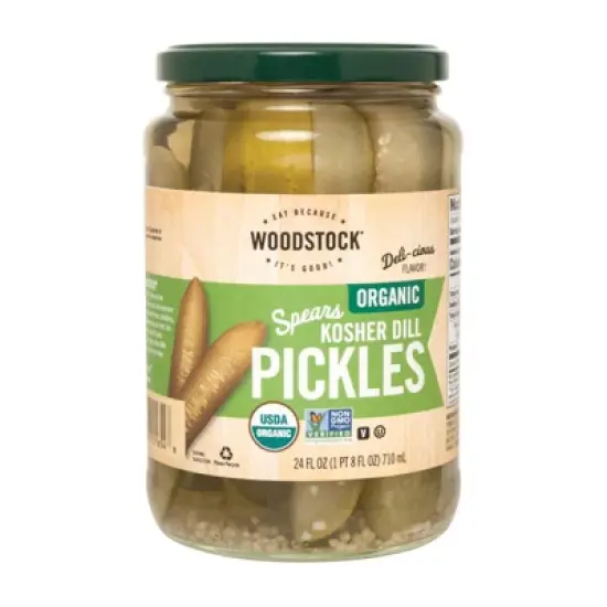 Woodstock Foods Organic Spears Kosher Dill Pickles - Case of 6/24 oz image {1}