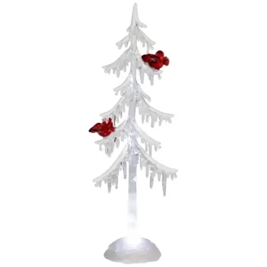 Northlight LED Lighted Acrylic Icicle Tree with Cardinals Christmas Decoration - 14" image {4}