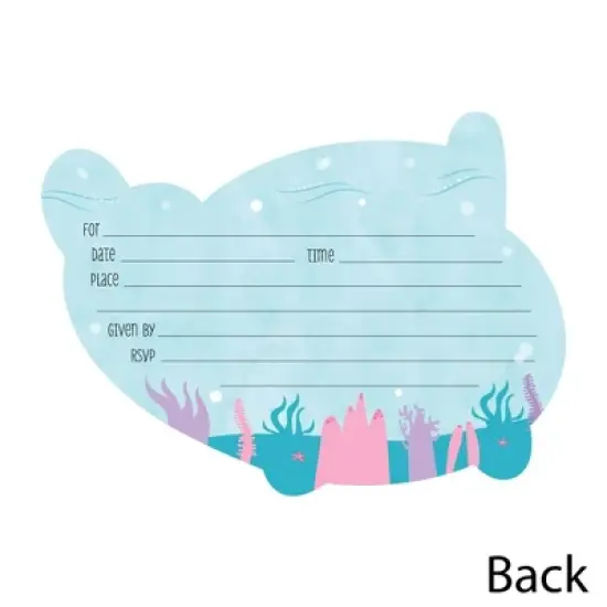 Big Dot of Happiness Narwhal Girl - Shaped Fill-in Invites - Under The Sea Baby Shower or Birthday Party Invitation Cards with Envelopes - Set of 12 image {2}