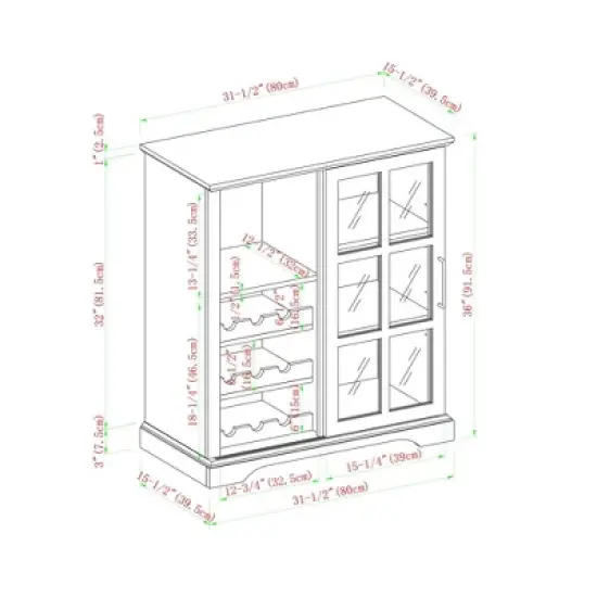 Tavern Modern Transitional Sliding Window Pane Door Bar Cabinet - Saracina Home image {6}
