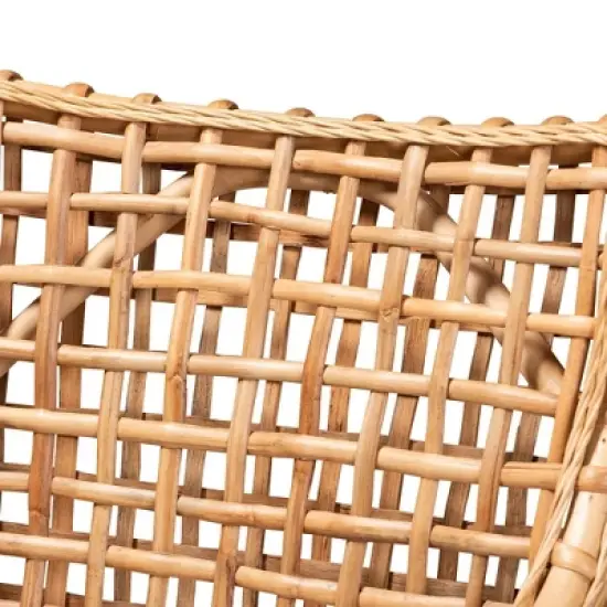 Saoka Wood and Rattan Armchair Natural Brown/White - bali & pari image {4}