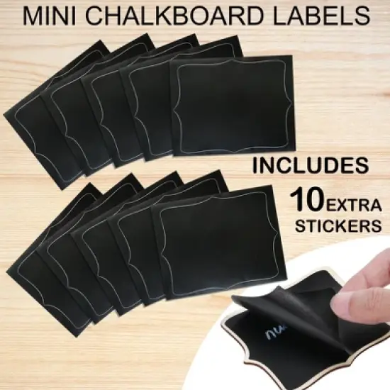 LotFancy 20 Pack Wood Mini Chalkboard Signs, Food Labels for Party Buffet, Black image {6}