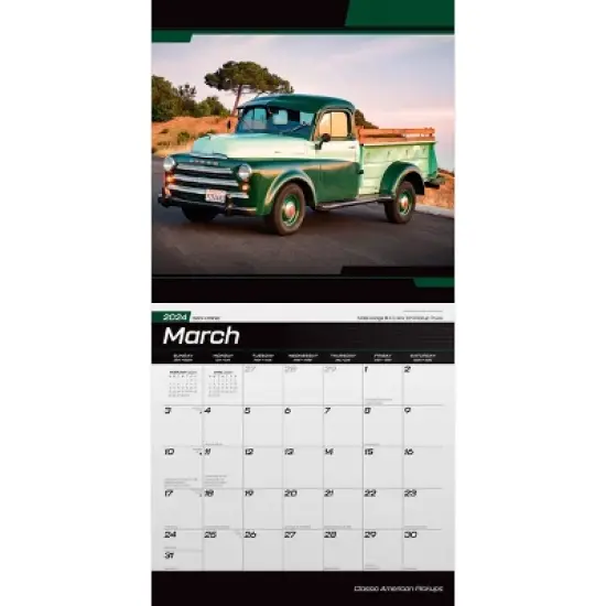 Browntrout 2024 Wall Calendar 12"x12" Classic American Pickups Foiled image {2}