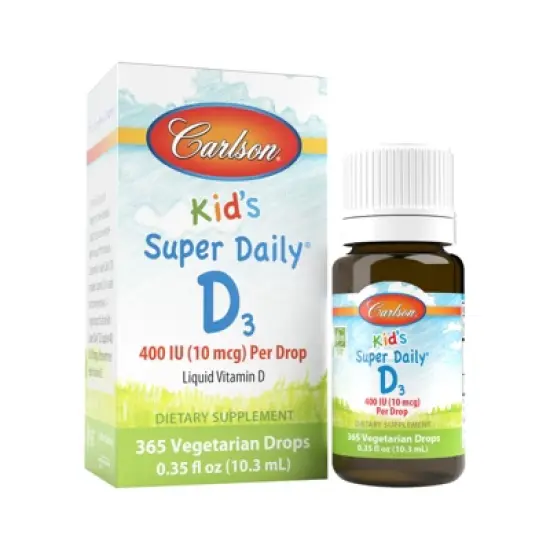 Carlson - Kid's Super Daily D3, Vitamin D Drops, 400 IU (10 mcg) per Drop, Vegetarian, Unflavored image {5}
