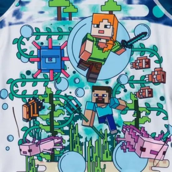 Minecraft Zombie Creeper Alex Steve Rash Guard and Swim Trunks Outfit Set Little Kid to Big Kid image {6}
