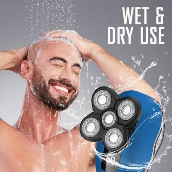 Barbasol LCD Display Rechargeable Head Shaver Set with a Cleaning Buffing Brush - 4ct image {6}