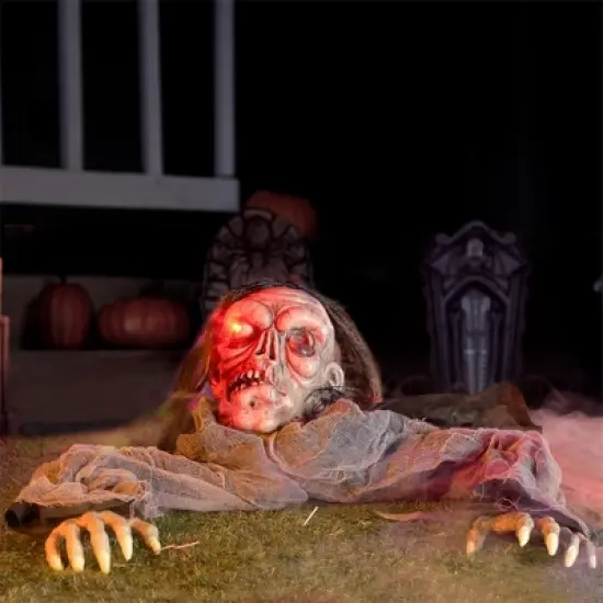 Joyfy Halloween Outdoor Decorations Animated Zombie Groundbreaker Graveyard Decoration Prop with Creepy Decayed Face for Yard Lawn Decorations image {1}