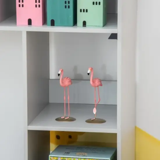 HOMCOM 47" Kids Reading Nook Organizer, Freestanding 15-Cubby Bookcase Storage Cabinet with Cushioned Seat for Toys, Books, Clothes image {5}