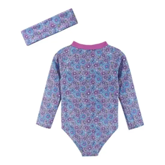 Andy & Evan Toddler  One-Piece Rasguard w/Headband Purple, Size 18-24 Months image {1}