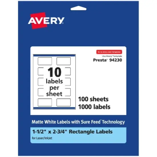 Avery Matte White Rectangle Labels, 1.5" x 2.75" image {7}