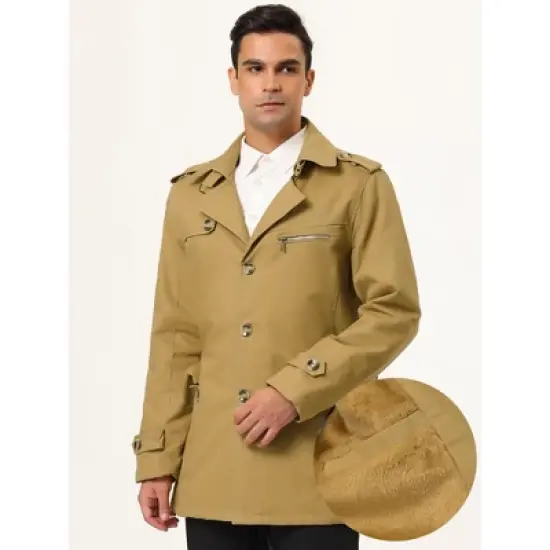 Lars Amadeus Men's Trench Jacket Single Breasted Notch Lapel Winter Coat image {1}