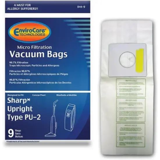 Sharp PU-2 Uprights Micro Filtration Vacuum Cleaner Dust Bags 9 Pack image {6}