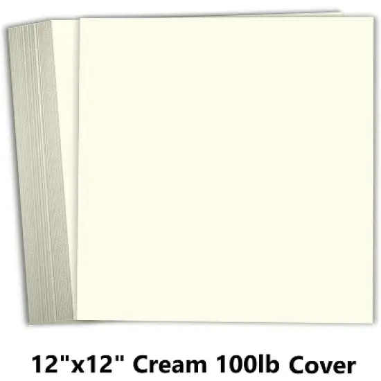 Hamilco Card Stock Scrapbook Paper 12x12 Cream Colored Cardstock 100lb Cover &ndash; 25 Pack image {1}