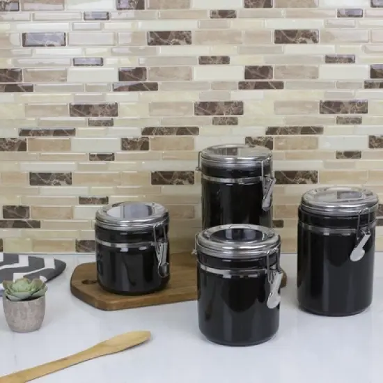 Home Basics 4 Piece Canister Set with Stainless Steel Tops image {6}