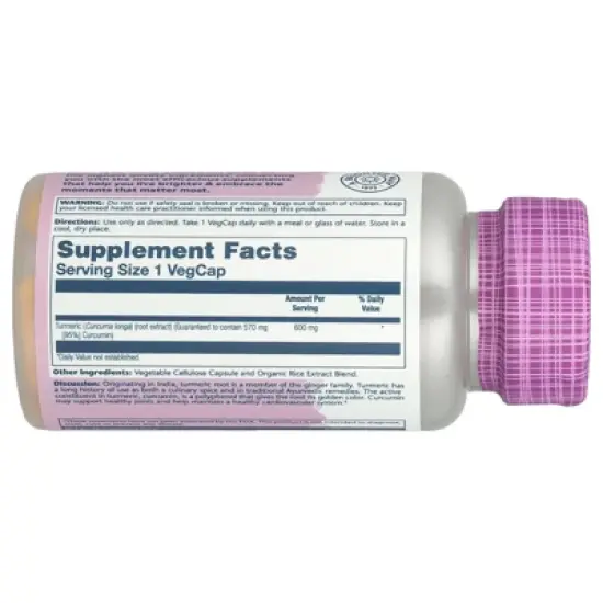 Solaray Vital Extracts, Turmeric, 600 mg, 60 VegCaps image {1}