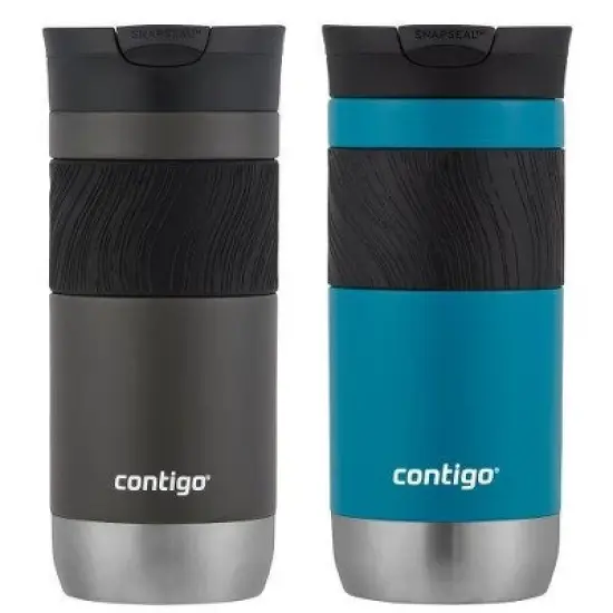 Contigo Byron 2.0 Stainless Steel Travel Mug with SNAPSEAL Lid and Grip, 16 oz, Sake & Juniper, 2-Pack image {4}