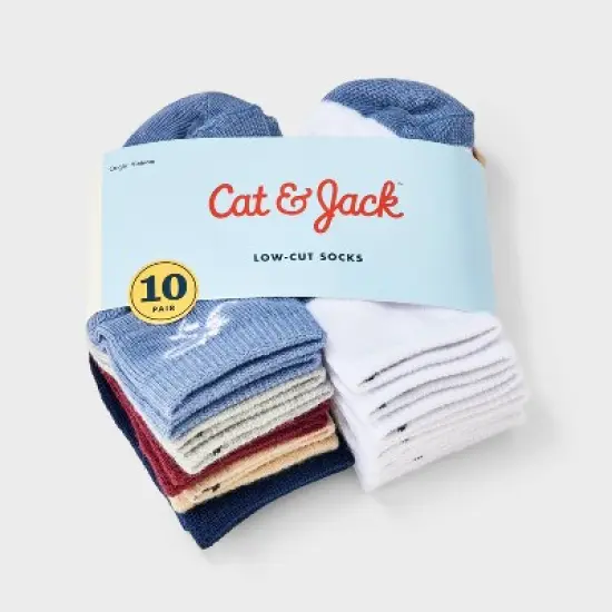 Toddler Boys' 10pk Dino Striped Ankle Socks - Cat & Jack&trade; image {1}