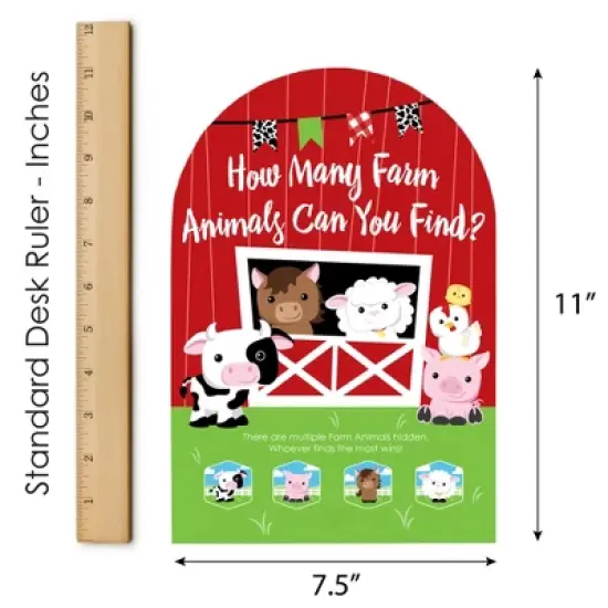 Big Dot of Happiness Farm Animals - Barnyard Baby Shower or Birthday Party Scavenger Hunt - 1 Stand and 48 Game Pieces - Hide and Find Game image {5}