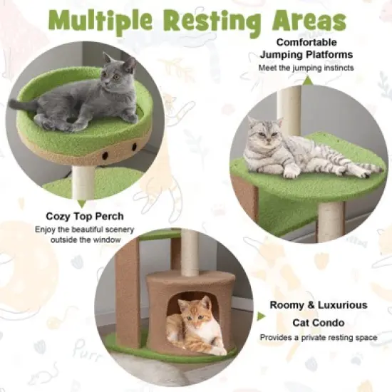 Costway 5-Tier Cat Tree Tower 44'' Cat Climbing Stand Perch with Sisal Scratching Posts image {6}