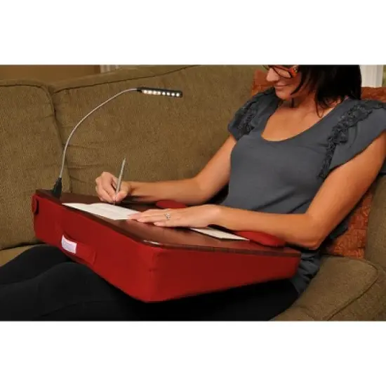 Sofia + Sam Memory Foam Lap Desk with USB Light - Burgundy image {4}