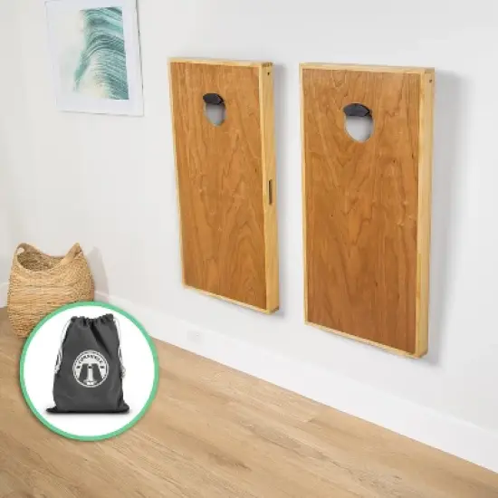 GoSports Wall Mounted Cornhole Board Hangers - Set of 2 - Includes Bean Bag Tote image {1}