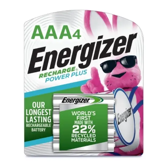 Energizer 4pk Rechargeable Power Plus AAA Batteries: 800mAh Capacity, 1.2V Output image {9}