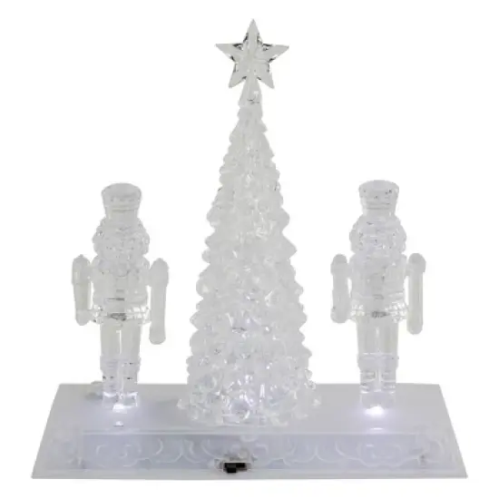 Northlight LED Lighted Icy Crystal Nutcracker and Christmas Tree Decoration - 9" - White Lights image {5}