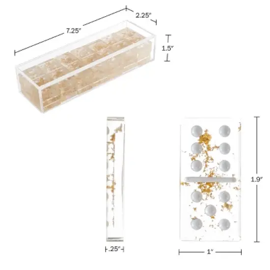 Acrylic Dominos Set - 28-Piece Domino Game with Display Box - Strategy Game, Tabletop Decoration and Modern Home Decor - Gold Foil image {1}