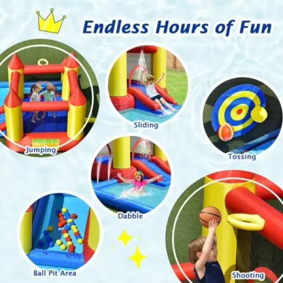 Costway Inflatable Water Slide Castle Kids Bounce House Indoor & Outdoor without Blower image {4}