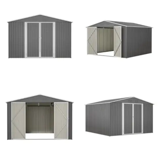 10' x 8' Metal Outdoor Storage Shed, All-Weather Yard Tool Shed with Lockable Doors for Patio, Garden or Backyard &ndash; Cuddlewood image {4}