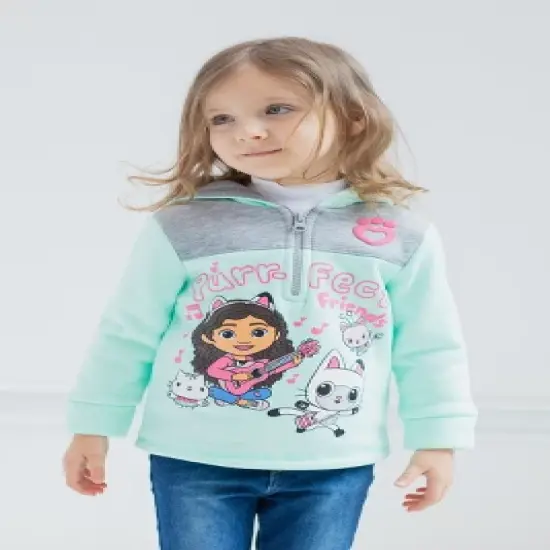 Dreamworks Gabby's Dollhouse Kitty Fairy Cakey Cat Gabby Girls Fleece Half Zip Hoodie Little Kid  image {3}