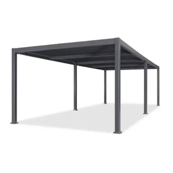 PURPLE LEAF Outdoor Louvered Pergola with Adjustable Metal Roof for Patio Pergola image {15}