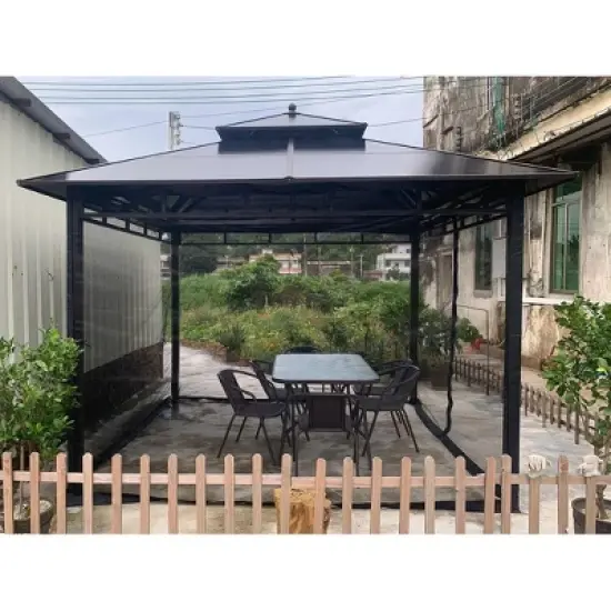 Topteng Outdoor Tent Anti-Mosquito Net Four-Corner Garden Courtyard Gazebo Net Cloth image {6}