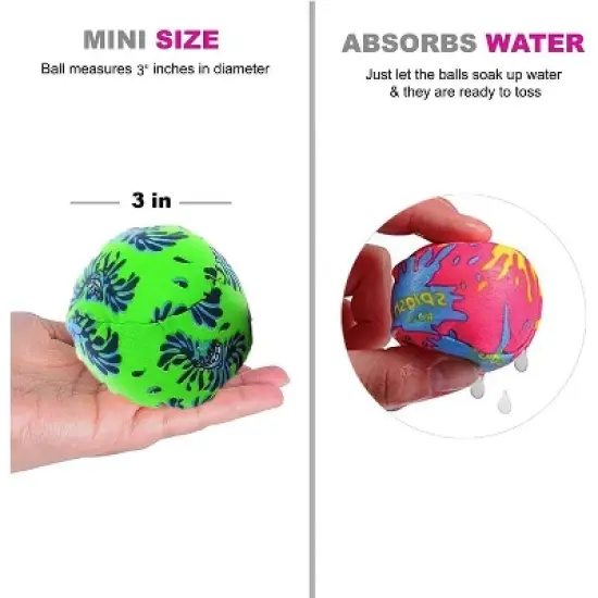 12 Pack - 3" Water Bomb Splash Balls - Beach Water Absorbent Ball Kids Pool Toys & Party Favors by 4E's Novelty image {6}