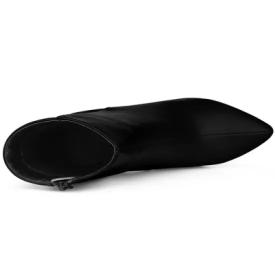 Perphy Women's Pointed Toe Zipper Block Heels Ankle Boots image {3}