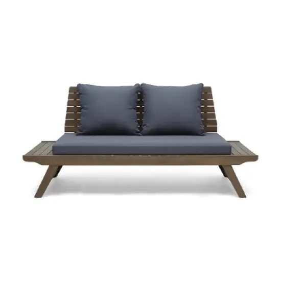 Christopher Knight Home Sedona Outdoor Acacia Wood Loveseat with Cushions image {9}