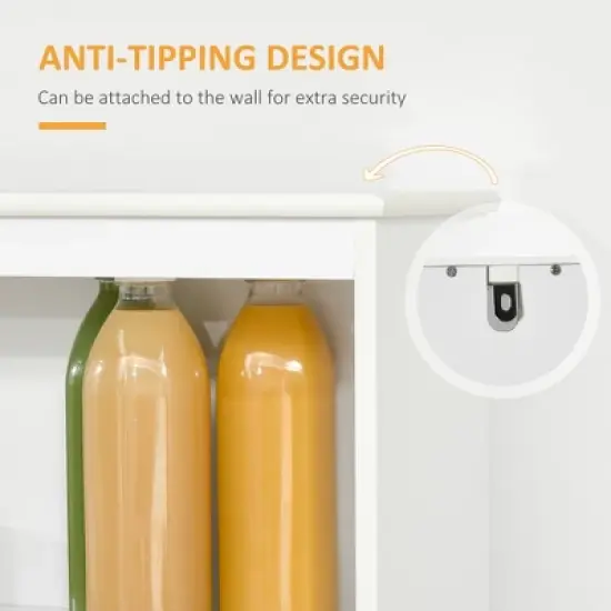 HOMCOM Modern 58" Kitchen Buffet with Hutch, Microwave Cabinet with Drawer and Storage Cupboard, White image {4}